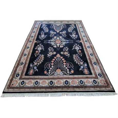 The Fritz and La Rue Company Floral Black Wool Area Rug
