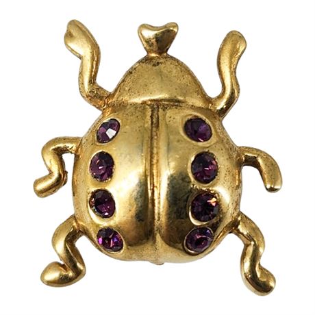 Vintage ROMAN Rhinestone Lady Bug Brooch