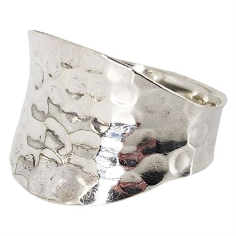 Vintage Hammered Sterling Silver Ring, Sz 8