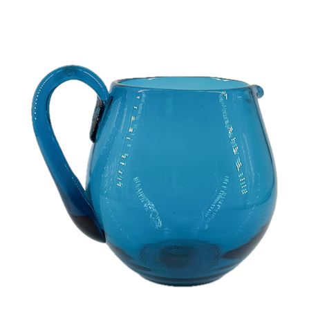 Vintage 1950s Blenko Blue Mid Century Art Glass Pitcher