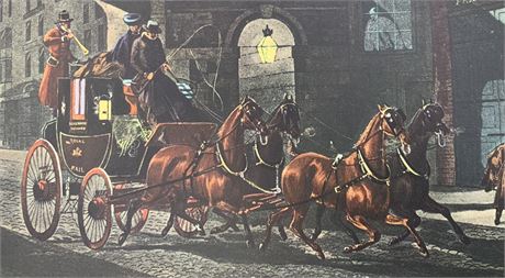 1834 Mail Arriving at Temple Bar Engraving 1966 Reprint Litho