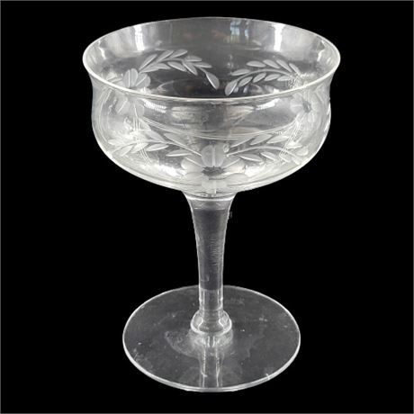 Etched Crystal Sherbet / Champagne Glasses, Set of 12