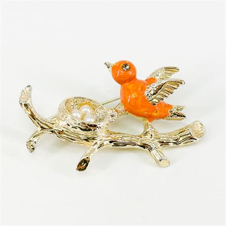Vintage Gerry's Gold-Tone & Enamel Bird Brooch