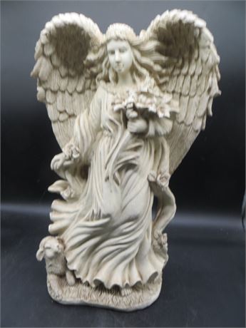 Angel & Lamb Statue - Made of Resin