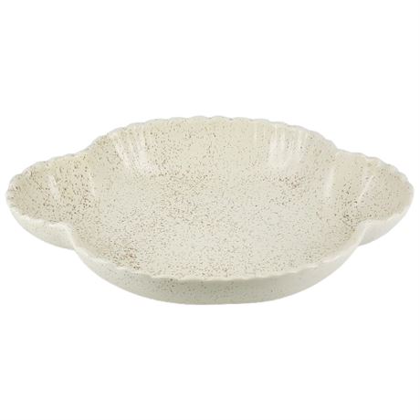 Vintage USA Pottery Speckled Scalloped Serving Dish