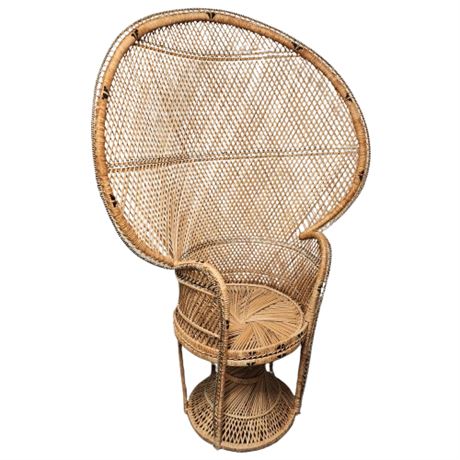 Full Size Vintage Wicker Rattan "Emmanuelle" Peacock Chair