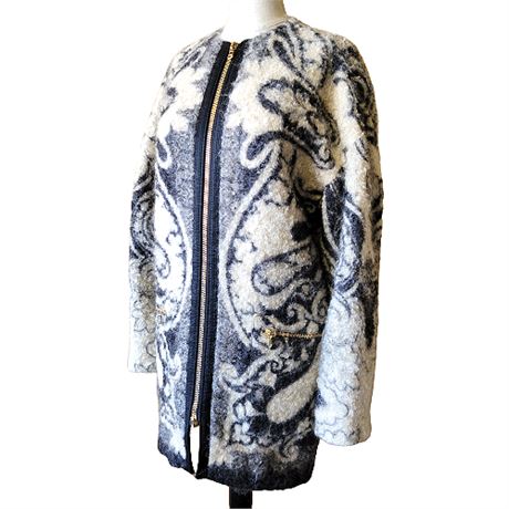 Etro Milan Curly Mohair Blend Longline Zip Jacket