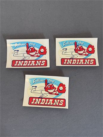 Three (3) "Follow the Indians" Stickers