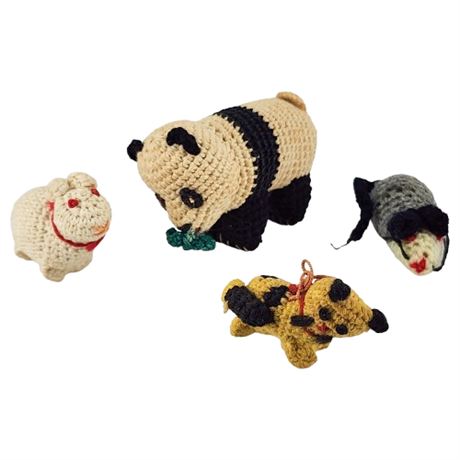 Vintage Micro-Crochet Figurines, Lot of 4