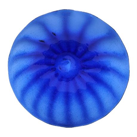 Vintage Cobalt Blue Glass Ribbed Swirl Plate