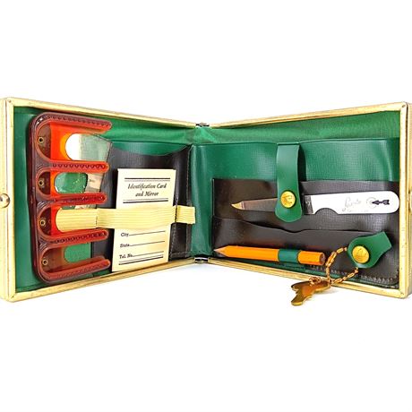 Laurita Manicure Set in Green Case – Complete Grooming Kit with Tools & Acc.