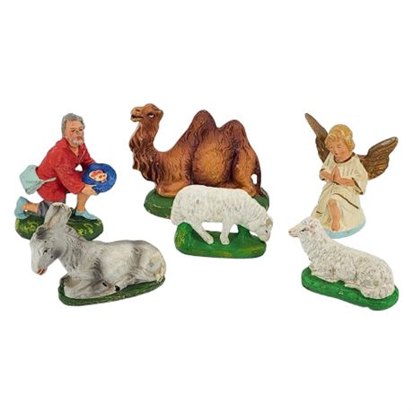 Vintage Hand Painted Paper Mache Nativity Figurines