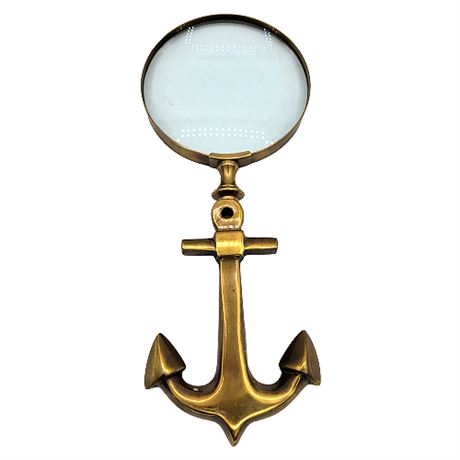Lacquered Brass Anchor Magnifying Glass