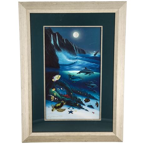 Wyland Signed "Sacred Waters" Framed Lithograph Pin Set