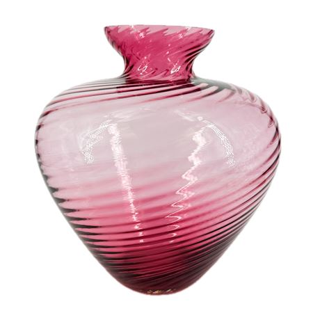 Vintage Pilgrim Glass Cranberry Swirl Vase