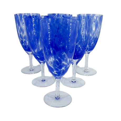 Degas By Block Blue Confetti Water Goblets