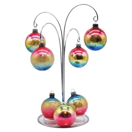 Vintage Shiny Brite Ombre Glass Bulb Ornaments