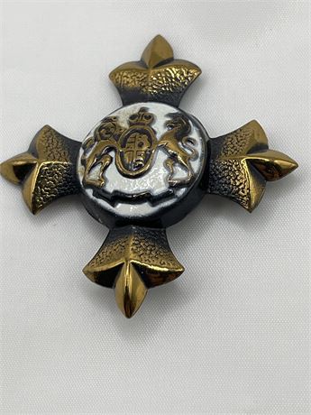 Vintage Maltese crosses  lions French brooch