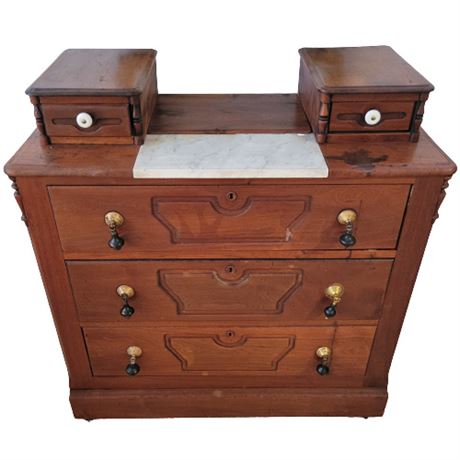 Antique Victorian Gentleman's Dresser w/ Marble Top