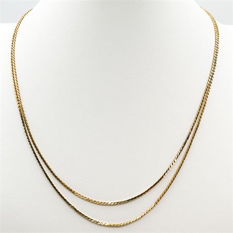 Vintage Sherman Signed Gold Tone Double Chain Necklace