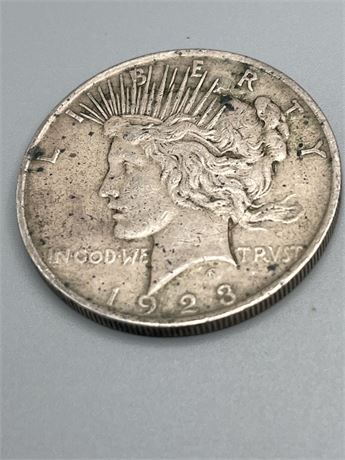 1923 no mint mark piece silver dollar