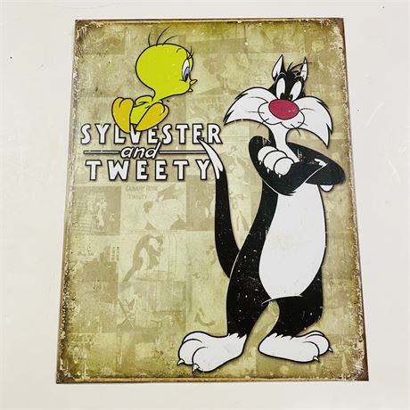 ‘Tweety & Sylvester’ 12.5x16” Retro Metal Sign