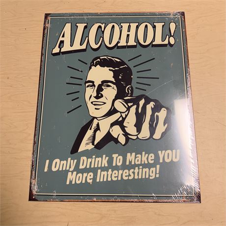 Alcohol 12.5x16” Retro Metal Sign