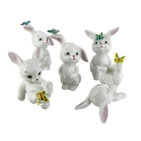 Group of Schmid Bone China Rabbit Figurines