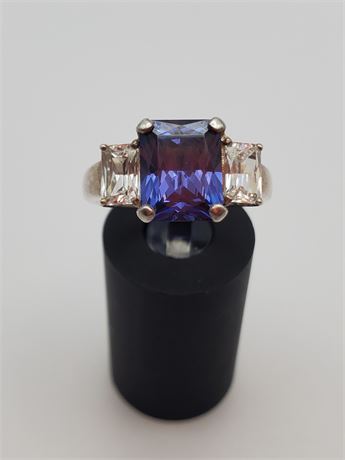 CA Sterling Sapphire Diamonique Cubic Zirconia Ring 6.6 Grams (size 7)