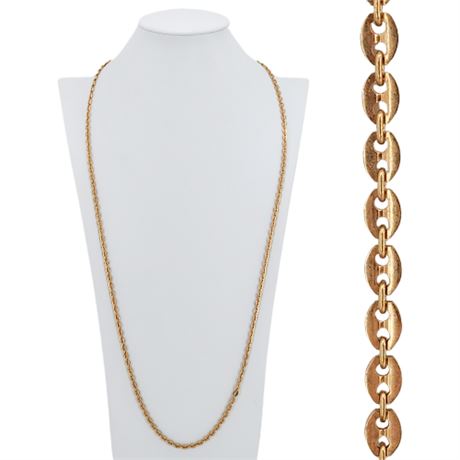 Vtg AUBREY CREATIONS 36" Gold Tone Mariner Chain Necklace