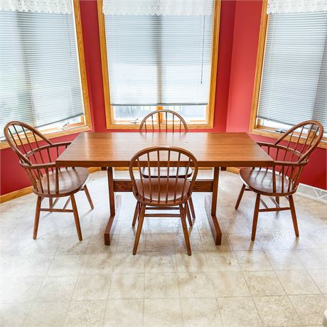 Kitchen Solid Wood Dining Table & 4 Chairs