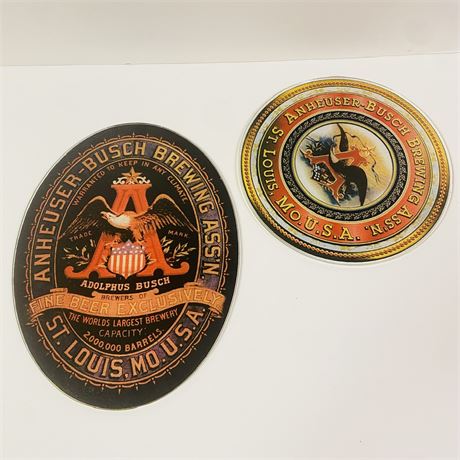 2 Budweiser Glass Serving Trays