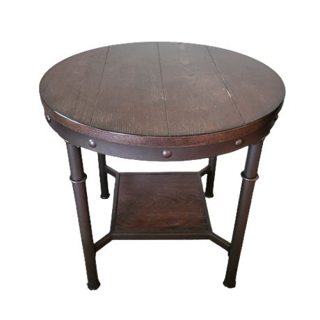 Round Top Hard Wood End Table