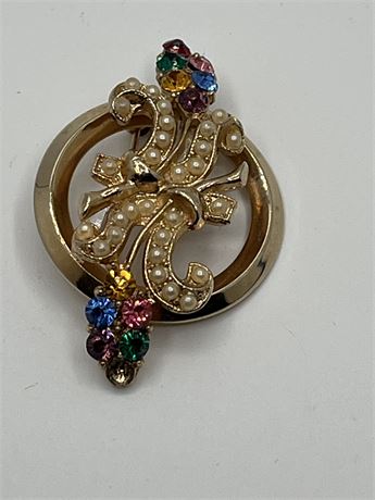 Mcm vintage rhinestone brooch