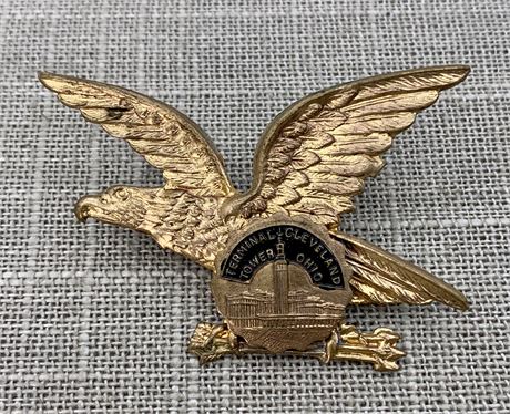 Terminal Tower Cleveland Ohio Vintage Embossed Eagle Pin