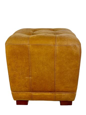 Brushed Leather Ottoman