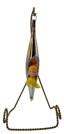 Mid Century Golden Mercury Glass Blonde Girl Tree Ornament