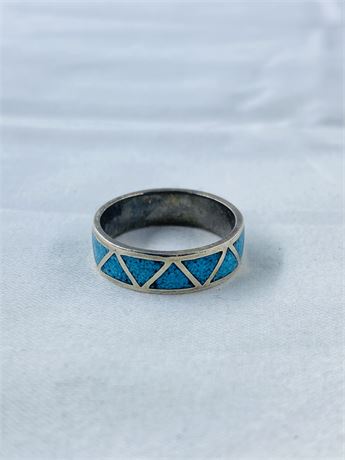 Navajo Sterling Turquoise Ring Size 9