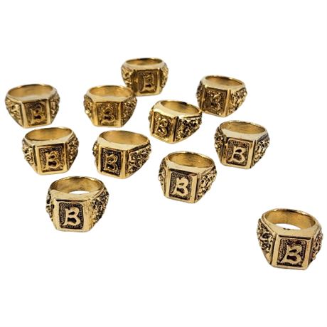 Bulk "B" Monogram Gold Tone Nugget Rings