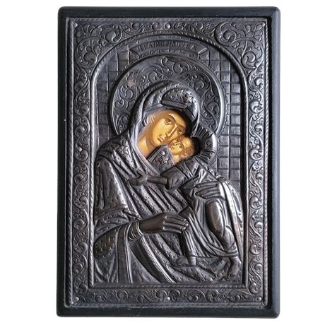 Hand-Made Greek Pure Silver 950 Degrees Proof Virgin Mary Byzantine Wall Art