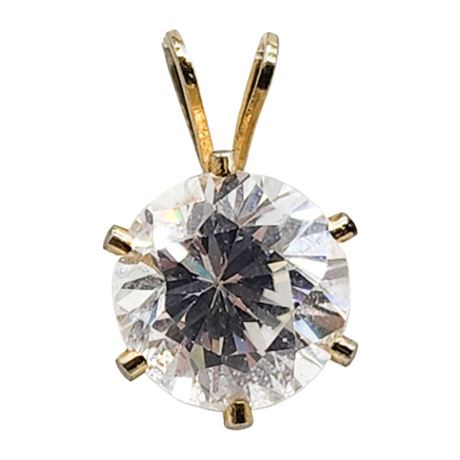 Vintage Gold Tone 2 Carat Equivalent CZ Pendant