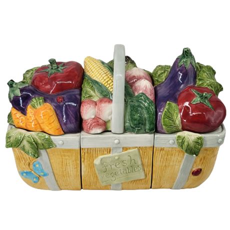 Omnibus Fitz and Floyd Fruit Vegetable Basket 3 Piece Canister Set