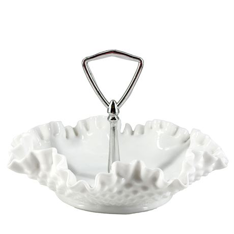 Vintage Fenton Milk Glass Hobnail Candy Dish