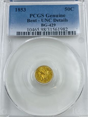 1853 50¢ Gold BG-429 UNC PCGS