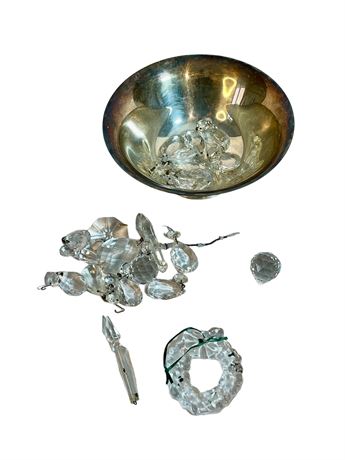 Silverplated Bowl with Crystals