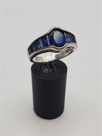 Jean Dousset Sterling Blue Cubic Zirconia Ring 6.3 Grams (size 10)