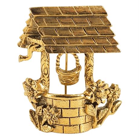 Vintage Articulated Wishing Well Brooch