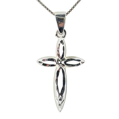 Signed SUNSTONE IMPORTS Sterling Silver Cross Pendant Necklace