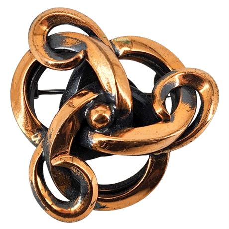 Vintage Copper Triple Knot Brooch