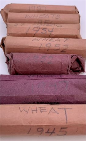 2 pounds of 1945 to 1957 Wheat Pennies Coin Rolls